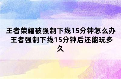 王者荣耀被强制下线15分钟怎么办 王者强制下线15分钟后还能玩多久